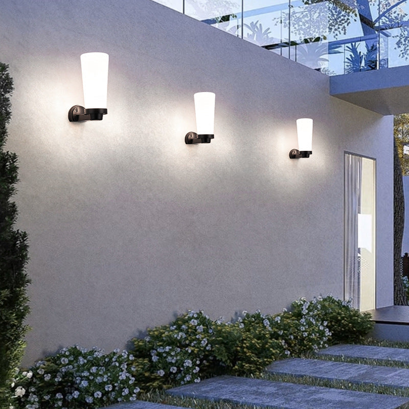 Modern Simplicity Flower Cone Square Cylinder Ball Acrylic ABS Iron 1-Light Wall Sconce Lamp For Outdoor Patio | Bowlift