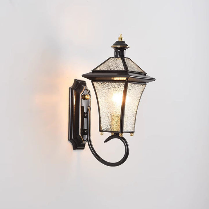 Contemporary Nordic Room Square Glass Copper 1-Light Wall Sconce Lamp For Outdoor Patio | Bowlift