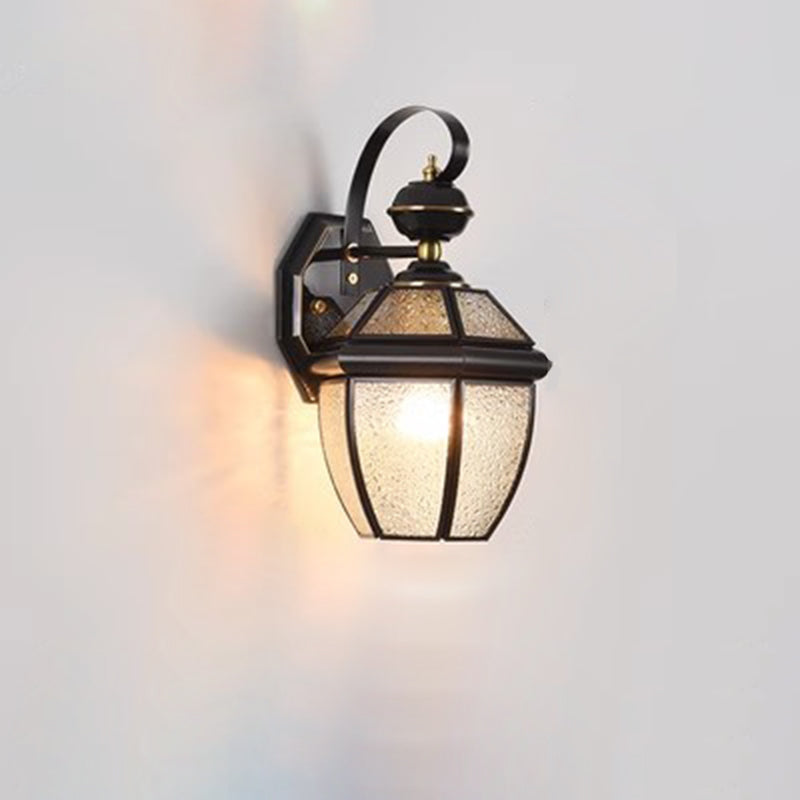 Contemporary Nordic Room Square Glass Copper 1-Light Wall Sconce Lamp For Outdoor Patio | Bowlift