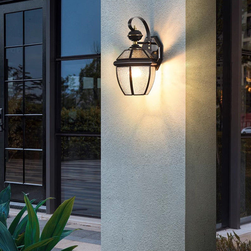 Contemporary Nordic Room Square Glass Copper 1-Light Wall Sconce Lamp For Outdoor Patio | Bowlift