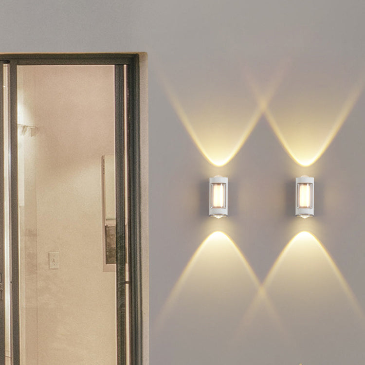 Modern Simplicity Rectangle Round Diamond PC Aluminum LED Wall Sconce Lamp For Garden | Bowlift