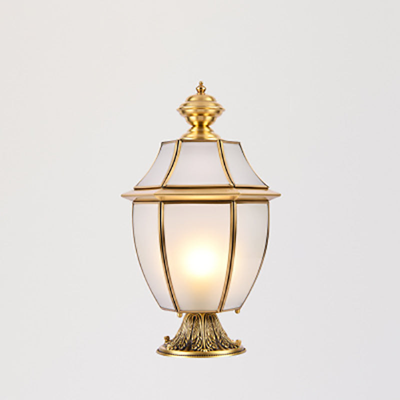 Contemporary Scandinavian Hexagonal Bell Glass Brass 1-Light Outdoor Light For Outdoor Patio | Bowlift