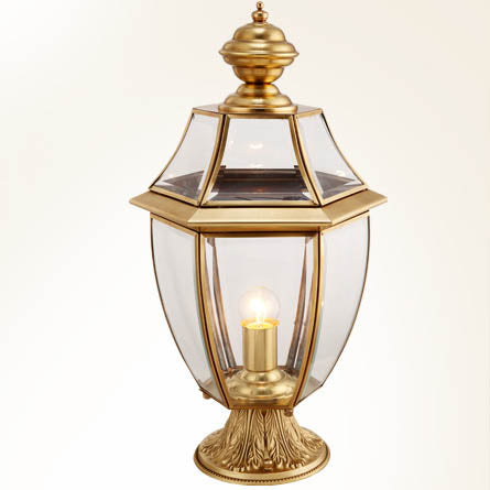 Contemporary Scandinavian Hexagonal Bell Glass Brass 1-Light Outdoor Light For Outdoor Patio | Bowlift