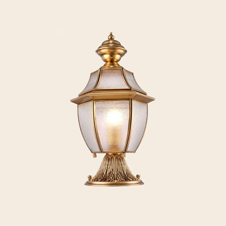 Contemporary Scandinavian Hexagonal Bell Glass Brass 1-Light Outdoor Light For Outdoor Patio | Bowlift