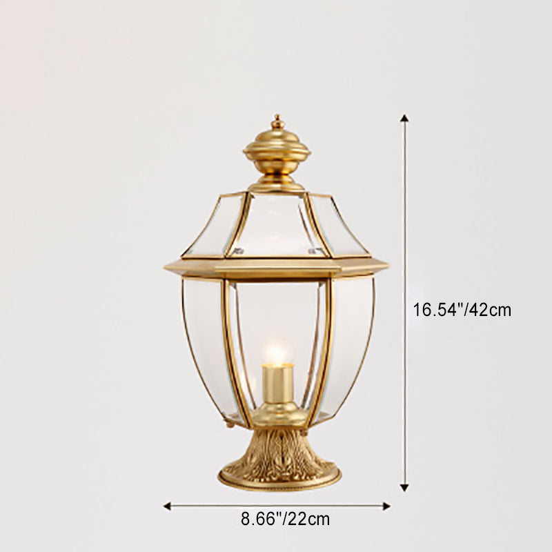 Contemporary Scandinavian Hexagonal Bell Glass Brass 1-Light Outdoor Light For Outdoor Patio | Bowlift