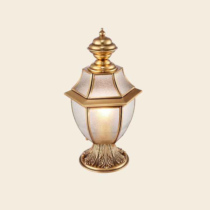 Contemporary Scandinavian Hexagonal Bell Glass Brass 1-Light Outdoor Light For Outdoor Patio | Bowlift