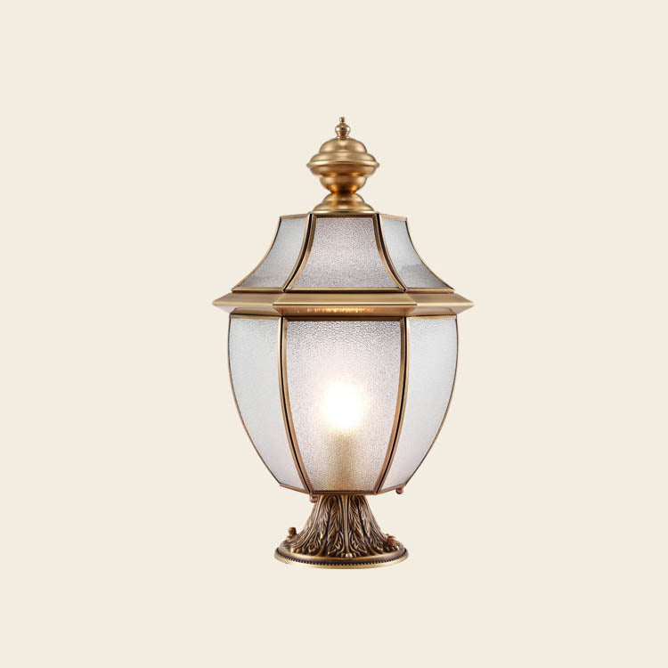 Contemporary Scandinavian Hexagonal Bell Glass Brass 1-Light Outdoor Light For Outdoor Patio | Bowlift
