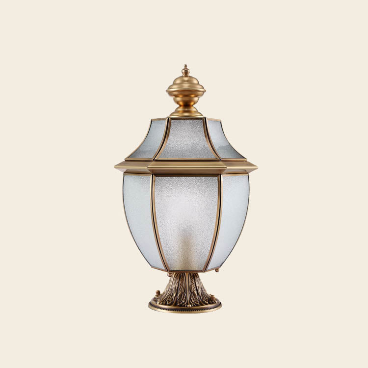 Contemporary Scandinavian Hexagonal Bell Glass Brass 1-Light Outdoor Light For Outdoor Patio | Bowlift
