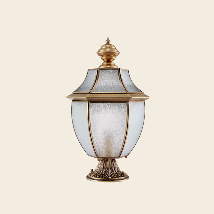 Contemporary Scandinavian Hexagonal Bell Glass Brass 1-Light Outdoor Light For Outdoor Patio | Bowlift