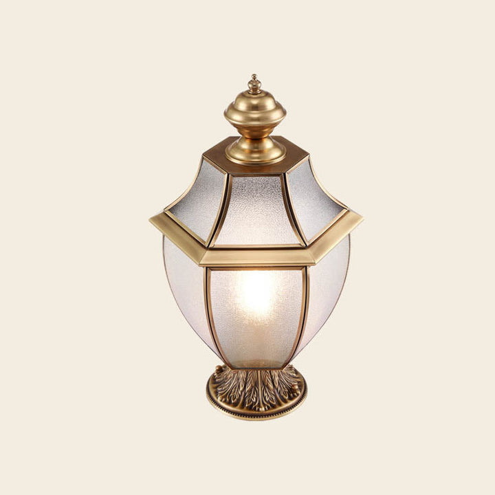 Contemporary Scandinavian Hexagonal Bell Glass Brass 1-Light Outdoor Light For Outdoor Patio | Bowlift