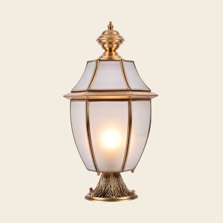 Contemporary Scandinavian Hexagonal Bell Glass Brass 1-Light Outdoor Light For Outdoor Patio | Bowlift