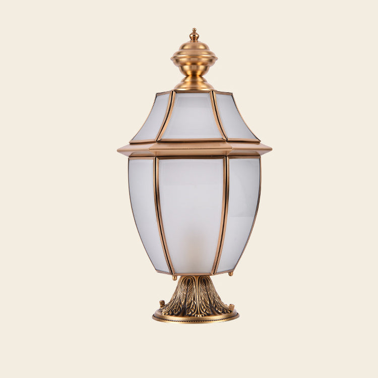 Contemporary Scandinavian Hexagonal Bell Glass Brass 1-Light Outdoor Light For Outdoor Patio | Bowlift