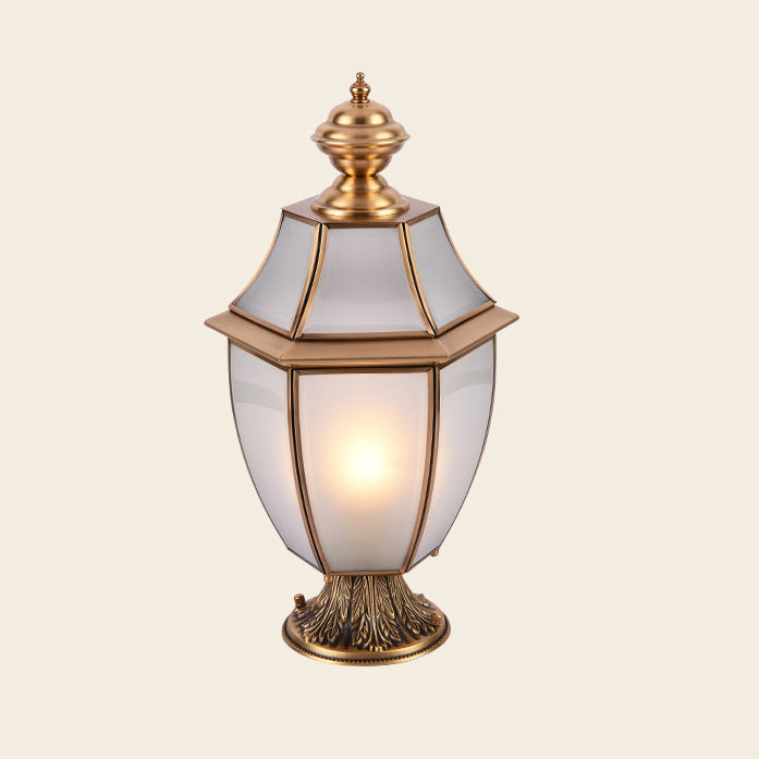 Contemporary Scandinavian Hexagonal Bell Glass Brass 1-Light Outdoor Light For Outdoor Patio | Bowlift