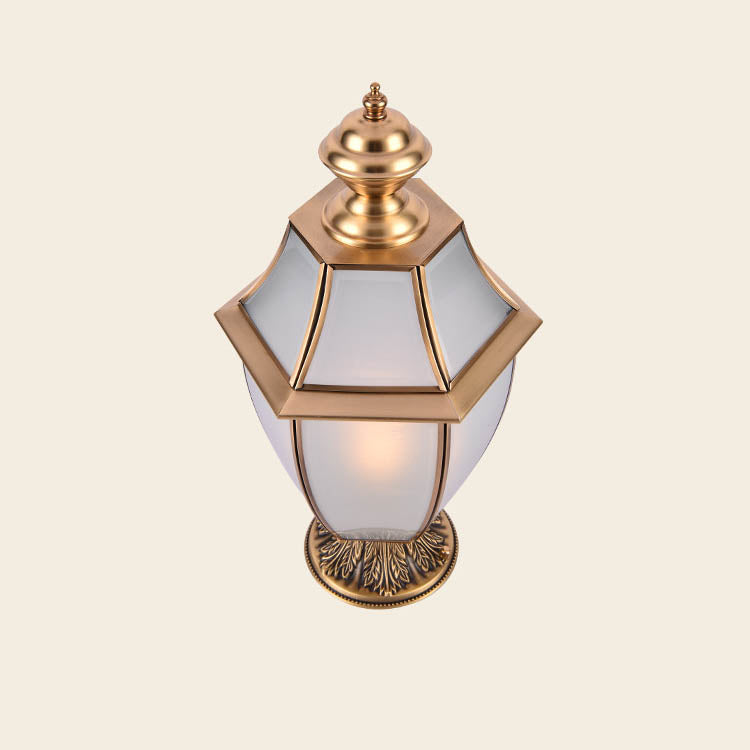 Contemporary Scandinavian Hexagonal Bell Glass Brass 1-Light Outdoor Light For Outdoor Patio | Bowlift
