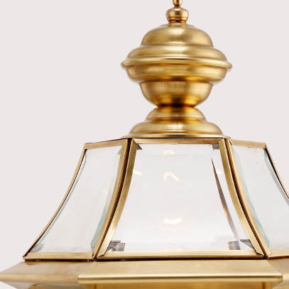 Contemporary Scandinavian Hexagonal Bell Glass Brass 1-Light Outdoor Light For Outdoor Patio | Bowlift