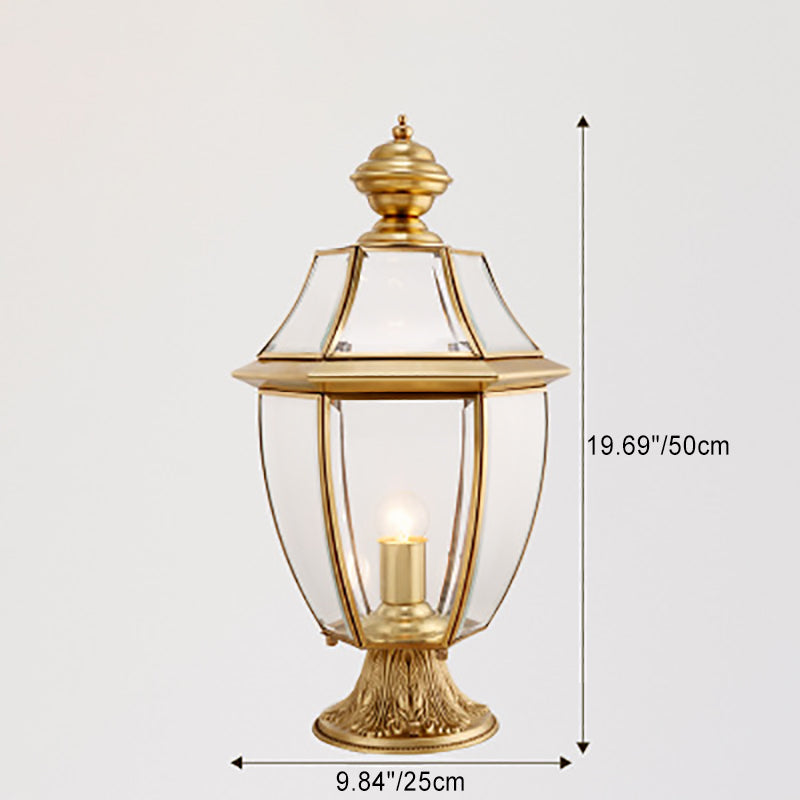 Contemporary Scandinavian Hexagonal Bell Glass Brass 1-Light Outdoor Light For Outdoor Patio | Bowlift
