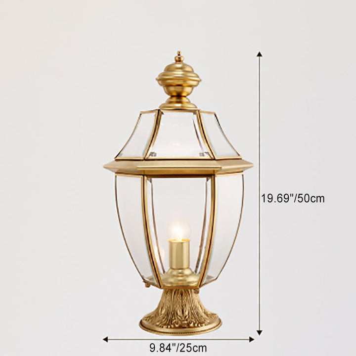 Contemporary Scandinavian Hexagonal Bell Glass Brass 1-Light Outdoor Light For Outdoor Patio | Bowlift
