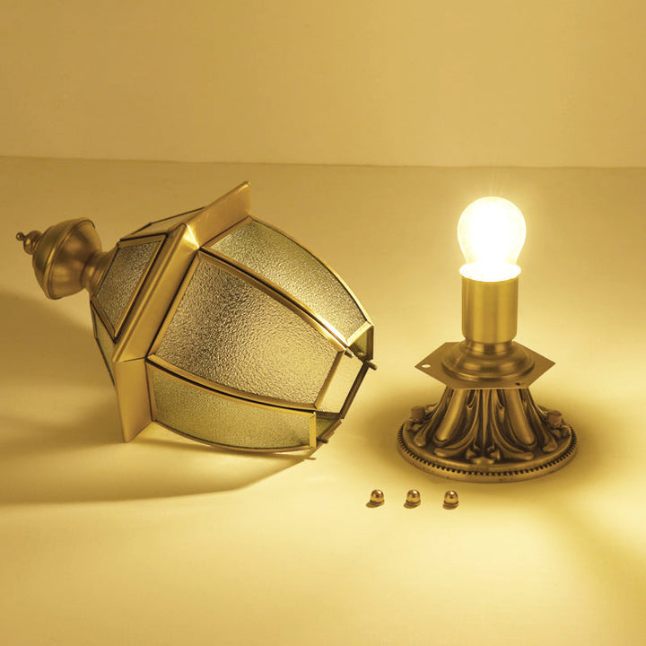 Contemporary Scandinavian Hexagonal Bell Glass Brass 1-Light Outdoor Light For Outdoor Patio | Bowlift