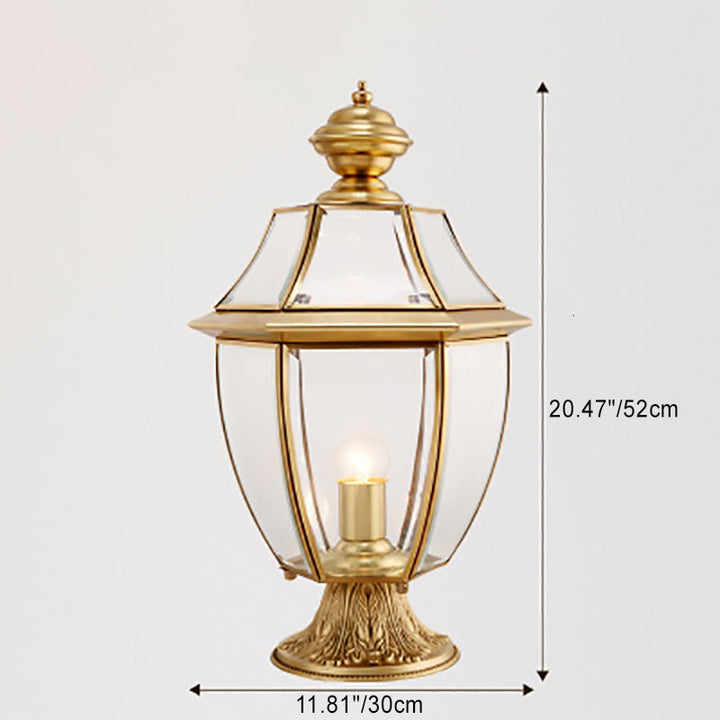 Contemporary Scandinavian Hexagonal Bell Glass Brass 1-Light Outdoor Light For Outdoor Patio | Bowlift