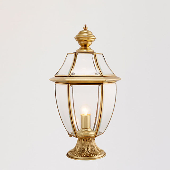 Contemporary Scandinavian Hexagonal Bell Glass Brass 1-Light Outdoor Light For Outdoor Patio | Bowlift