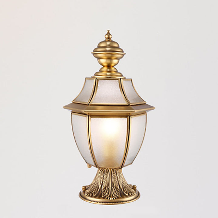 Contemporary Scandinavian Hexagonal Bell Glass Brass 1-Light Outdoor Light For Outdoor Patio | Bowlift
