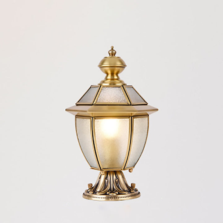 Modern Luxury Hexagonal Bell Round Glass Brass 1-Light Outdoor Light For Garden | Bowlift