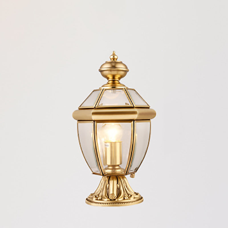 Modern Luxury Hexagonal Bell Round Glass Brass 1-Light Outdoor Light For Garden | Bowlift
