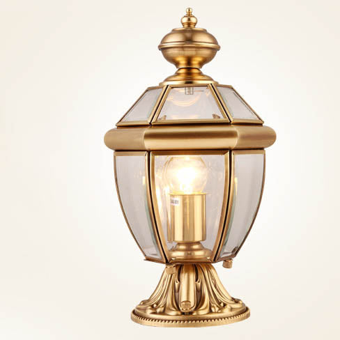 Modern Luxury Hexagonal Bell Round Glass Brass 1-Light Outdoor Light For Garden | Bowlift