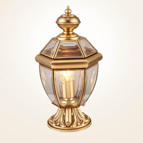 Modern Luxury Hexagonal Bell Round Glass Brass 1-Light Outdoor Light For Garden | Bowlift