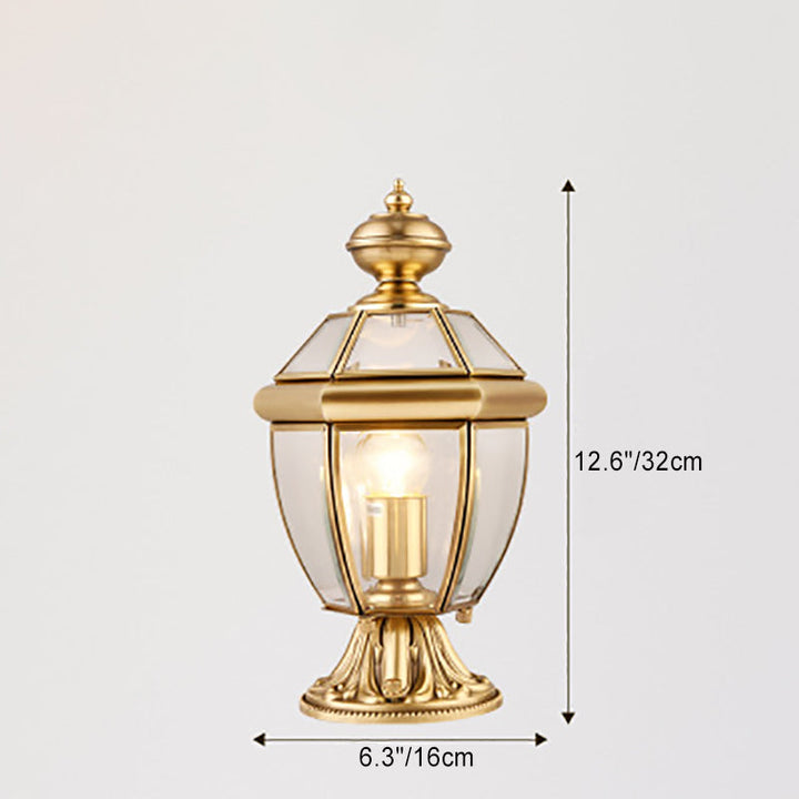 Modern Luxury Hexagonal Bell Round Glass Brass 1-Light Outdoor Light For Garden | Bowlift