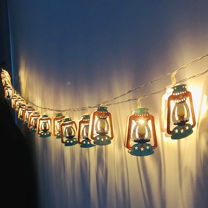 BowLift | Contemporary Boho Iron Lantern Teardrop Star LED String Lights Outdoor Lighting For Garden