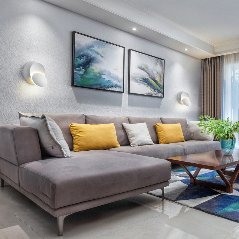 BowLift | Contemporary Nordic Iron Round Eclipse Rotatable LED Wall Light for Nightstand