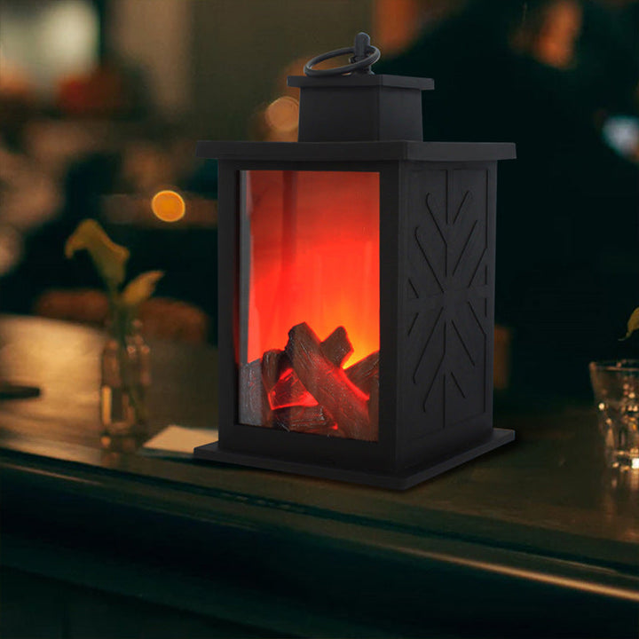 BowLift | Contemporary Retro ABS Simulated Flame Fireplace Round Battery Rectangular LED Table Lamp For Living Room