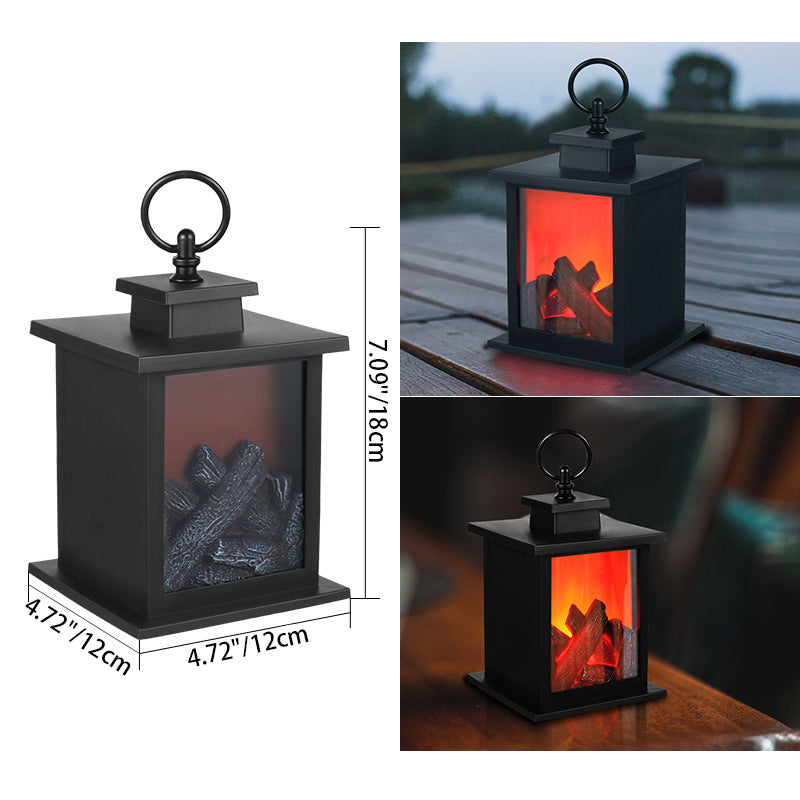 BowLift | Contemporary Retro ABS Simulated Flame Fireplace Round Battery Rectangular LED Table Lamp For Living Room