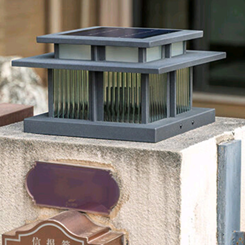 Modern Minimalist Solar Waterproof Square Cylinder Aluminum Alloy Glass LED Landscape Lighting Outdoor Light For Outdoor Patio | Bowlift