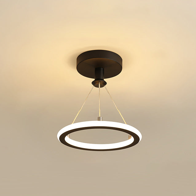 BowLift | Contemporary Nordic Round Metal Silica LED Semi-Flush Mount Ceiling Light for Corridor