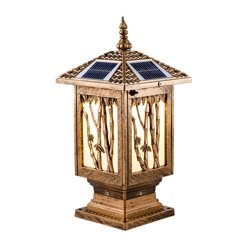 Traditional European Solar Waterproof Aluminum Cylinder Bamboo 1-Light Landscape Lighting Outdoor Light For Garden | Bowlift