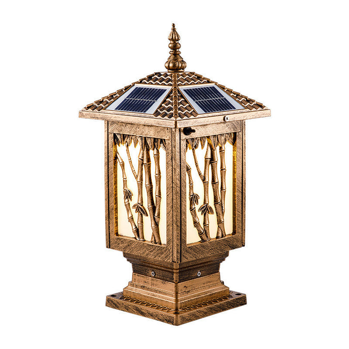 Traditional European Solar Waterproof Aluminum Cylinder Bamboo 1-Light Landscape Lighting Outdoor Light For Garden | Bowlift