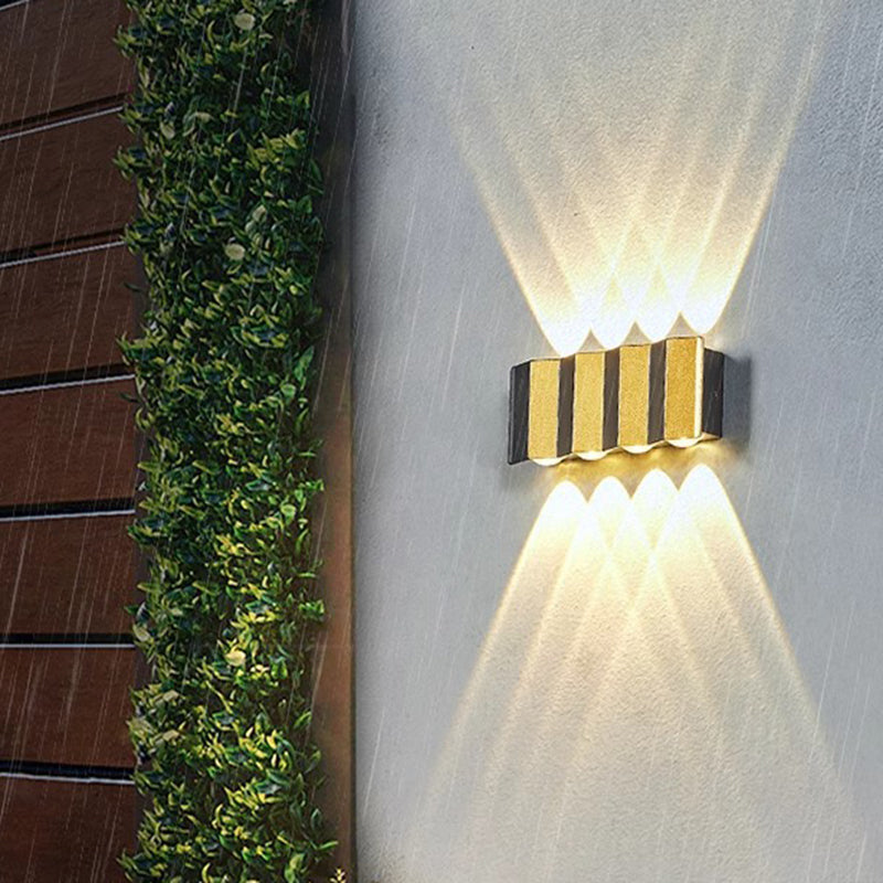 Modern Simplicity Waterproof Aluminum Rectangular Bent Up And Down LED Wall Sconce Lamp For Outdoor Patio | Bowlift