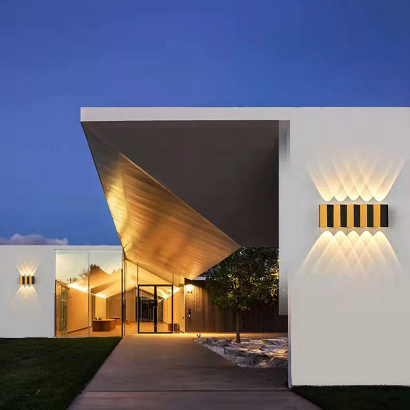 Modern Simplicity Waterproof Aluminum Rectangular Bent Up And Down LED Wall Sconce Lamp For Outdoor Patio | Bowlift