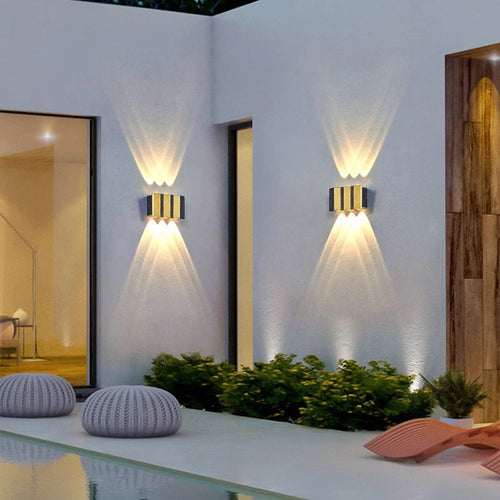 Modern Simplicity Waterproof Aluminum Rectangular Bent Up And Down LED Wall Sconce Lamp For Outdoor Patio | Bowlift