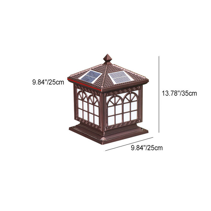 Traditional Chinese Solar Waterproof Aluminum Acrylic Glass Cylinder Lantern LED Landscape Lighting Outdoor Light For Garden | Bowlift