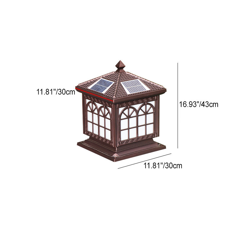 Traditional Chinese Solar Waterproof Aluminum Acrylic Glass Cylinder Lantern LED Landscape Lighting Outdoor Light For Garden | Bowlift