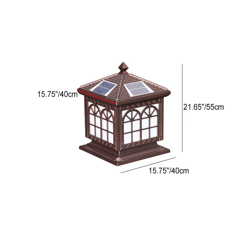 Traditional Chinese Solar Waterproof Aluminum Acrylic Glass Cylinder Lantern LED Landscape Lighting Outdoor Light For Garden | Bowlift