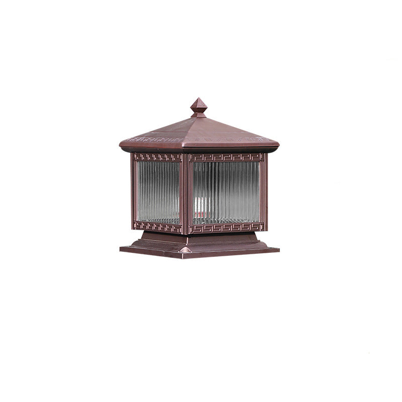 Traditional Chinese Solar Waterproof Aluminum Acrylic Glass Cylinder Lantern LED Landscape Lighting Outdoor Light For Garden | Bowlift