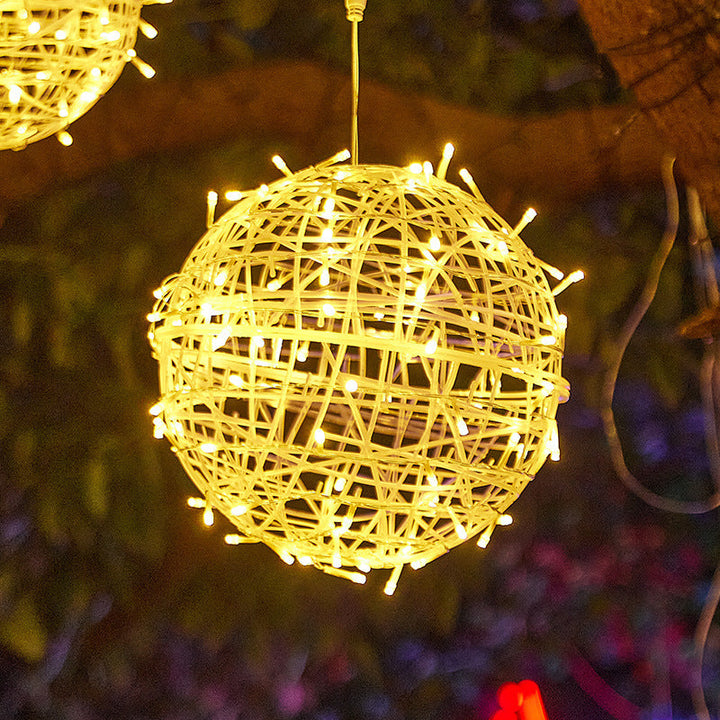 Modern Art Deco Solar Waterproof Weaving Ball Hanging PVC Plastic LED Outdoor Light Landscape Lighting For Garden | Bowlift