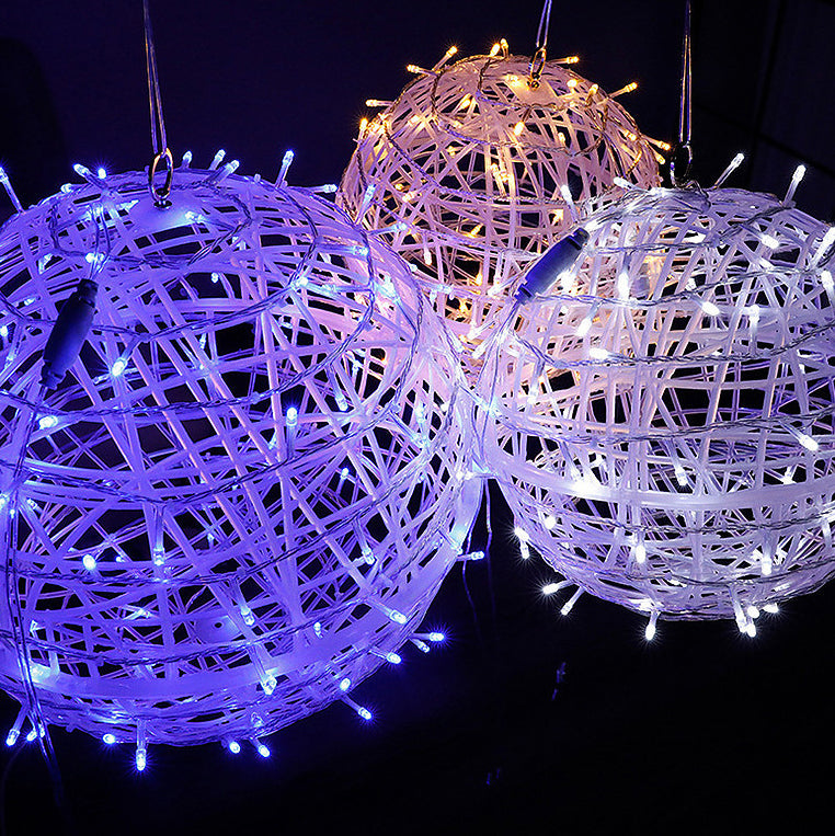 Modern Art Deco Solar Waterproof Weaving Ball Hanging PVC Plastic LED Outdoor Light Landscape Lighting For Garden | Bowlift