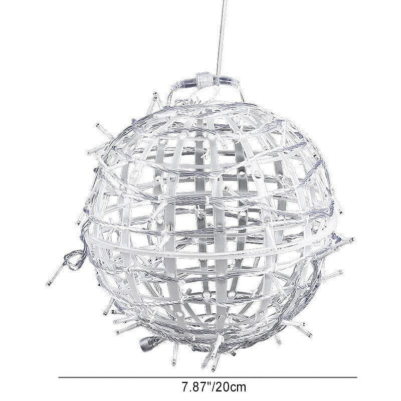 Modern Art Deco Solar Waterproof Weaving Ball Hanging PVC Plastic LED Outdoor Light Landscape Lighting For Garden | Bowlift