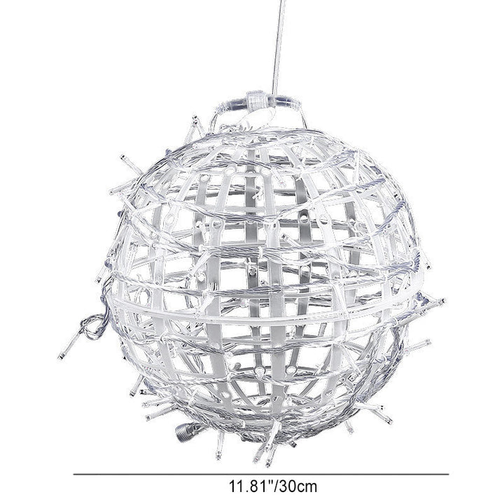 Modern Art Deco Solar Waterproof Weaving Ball Hanging PVC Plastic LED Outdoor Light Landscape Lighting For Garden | Bowlift