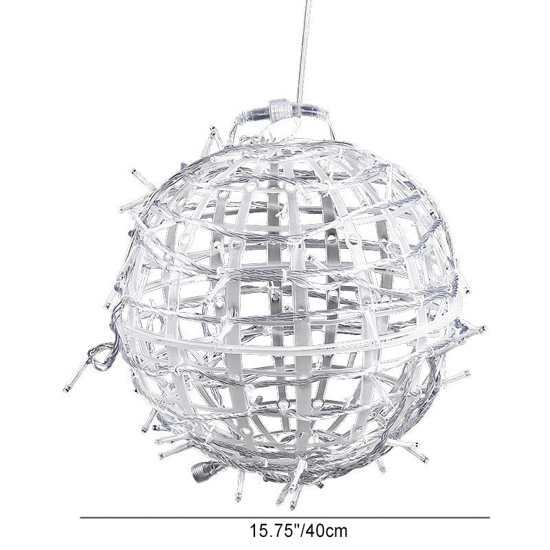 Modern Art Deco Solar Waterproof Weaving Ball Hanging PVC Plastic LED Outdoor Light Landscape Lighting For Garden | Bowlift